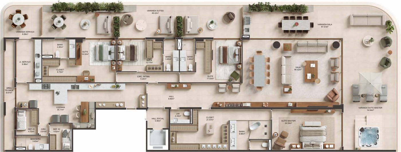 Cobertura, 5 quartos, 1189 m² - Foto 13